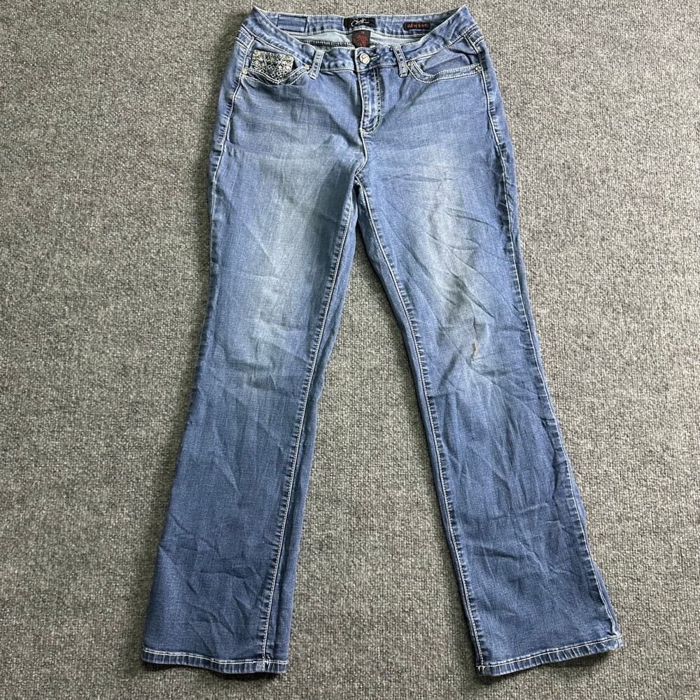Earl Jeans Clothing Womens Size 12 Blue Bootcut Stretch Embellished Denim